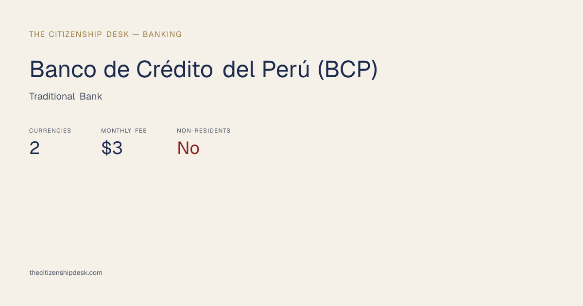 Banco de Crédito del Perú (BCP) — Non-Resident Banking Options | The ...